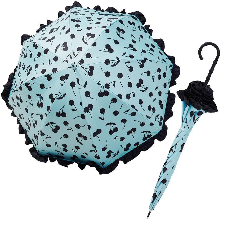 在庫数 1個＞カサノヴァ 晴雨兼用長傘 (フリル付) （チェリーミント