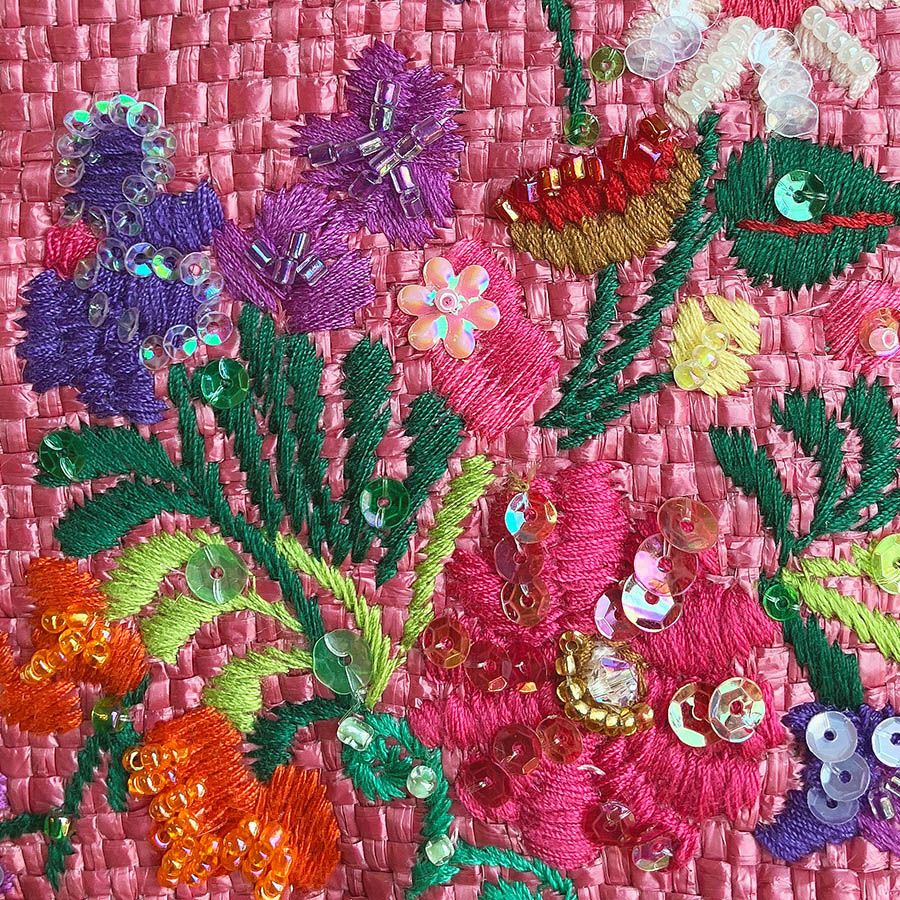 美品、シンクビー、Think Bee!、カゴバッグ、ソチミルコ、メキシコ、刺繍 ThinkBee シンクビー かごバッグ ソチミルコ フラワー ネイビー｜Yahoo
