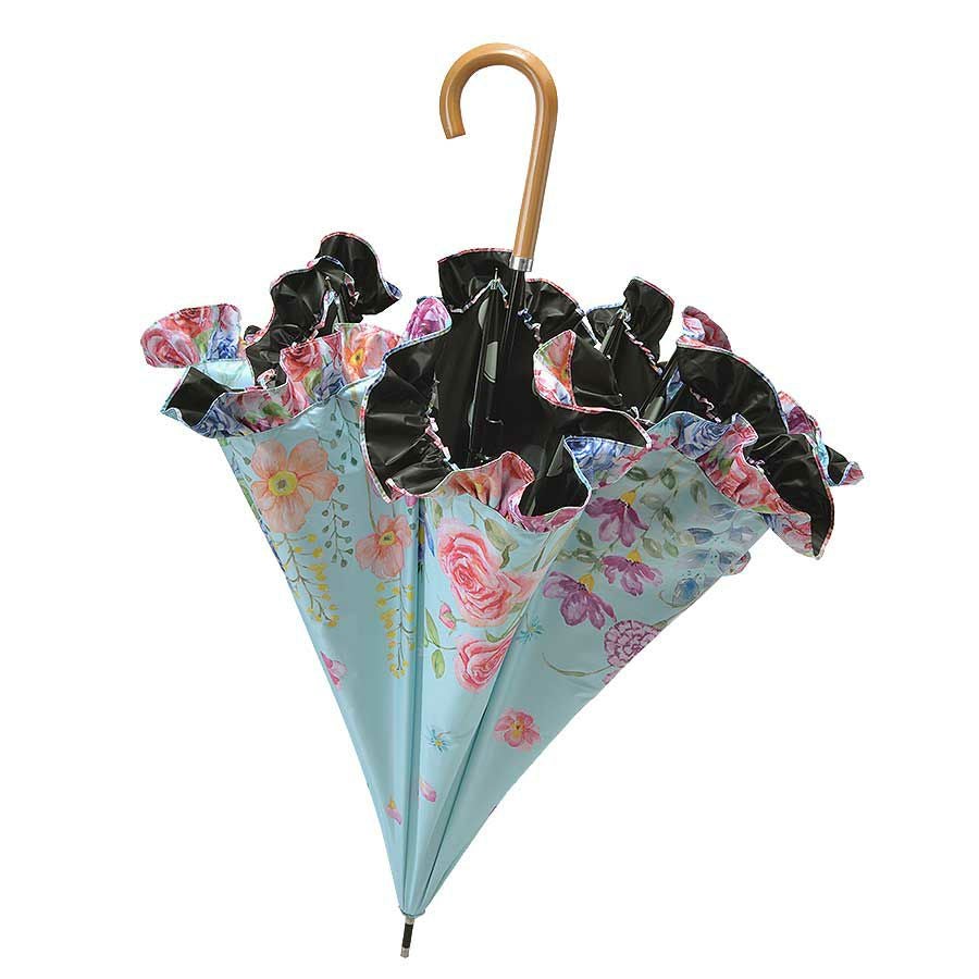 カサノヴァ 晴雨兼用長傘 (フリル付)(フラワーブルー) / Think Bee