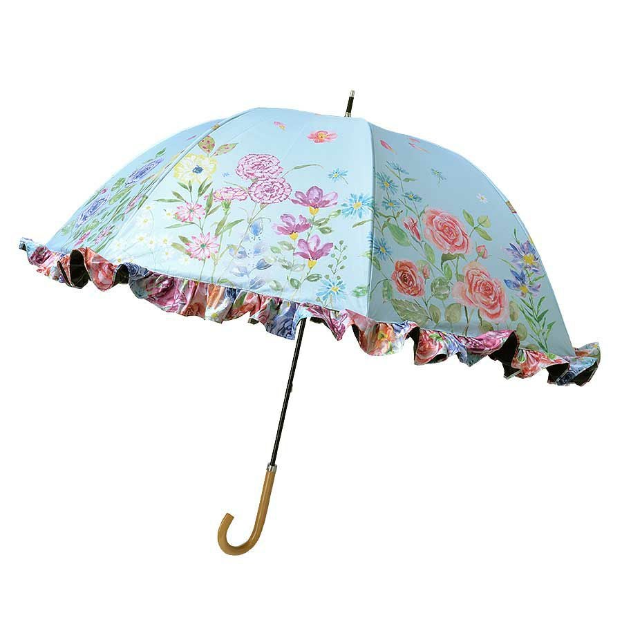 カサノヴァ 晴雨兼用長傘 (フリル付)(フラワーブルー) / Think Bee
