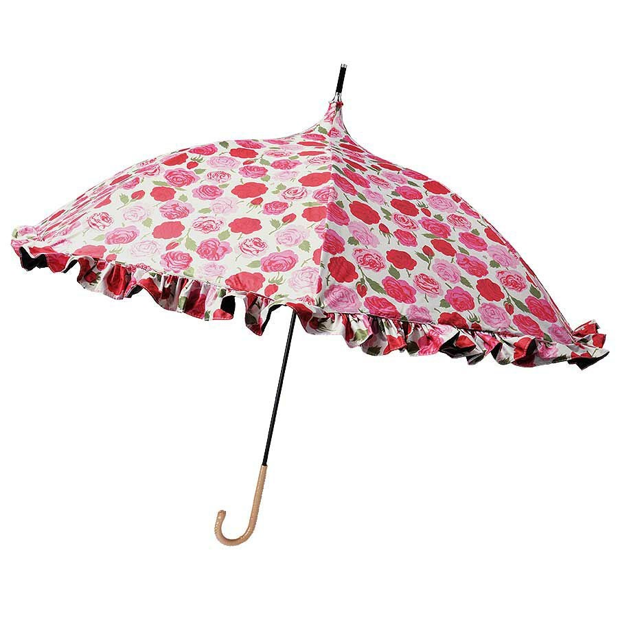 カサノヴァ 晴雨兼用長傘 パゴダ (フリル付)(アンティークローズ